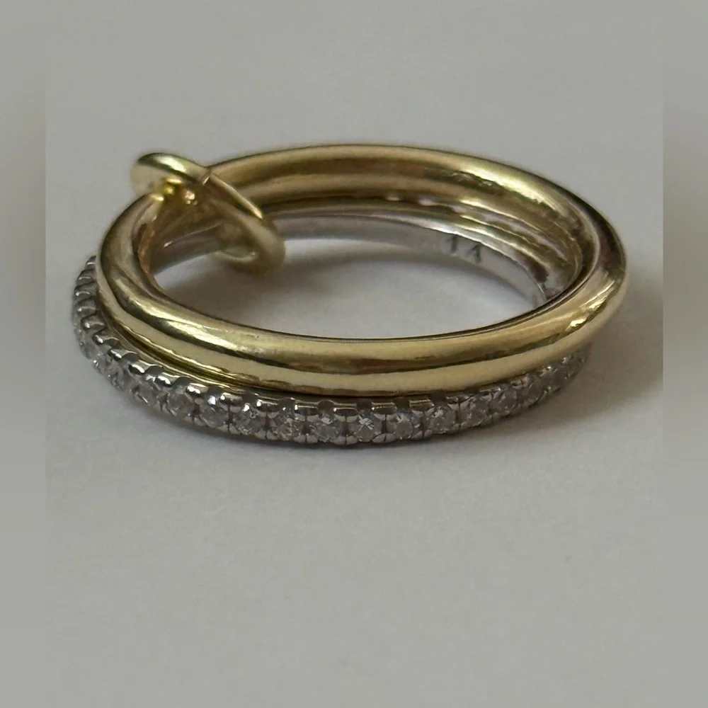 925 Silver band ring clear cz stones 18k yellow gold plated size 5